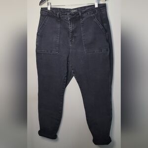 Judy Blue Jogger Jean Distressed Black Wash High Waist Relaxed Fit 14